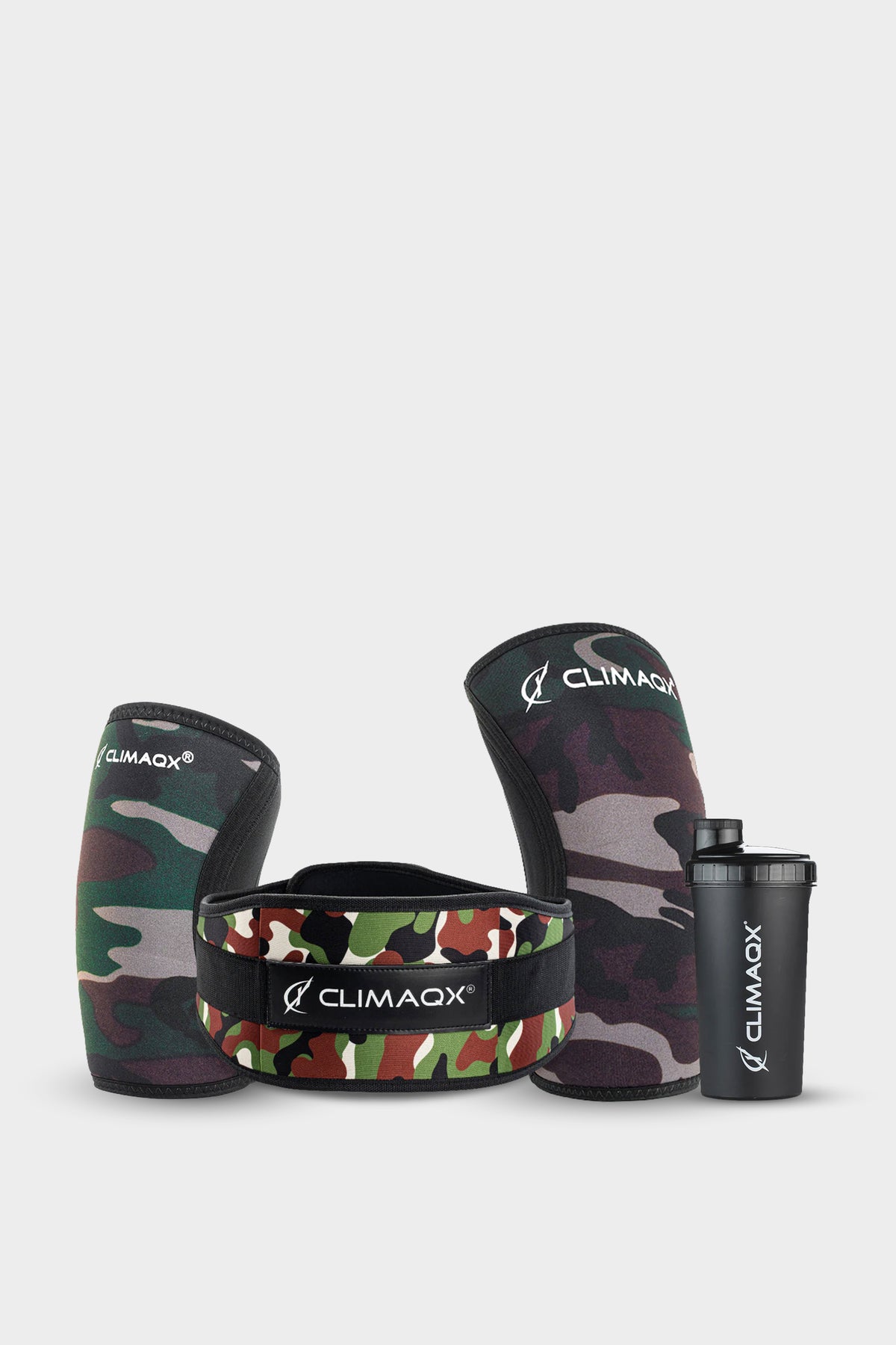 Bundle Protection Green-Camouflage – Gürtel, Knie & Arm