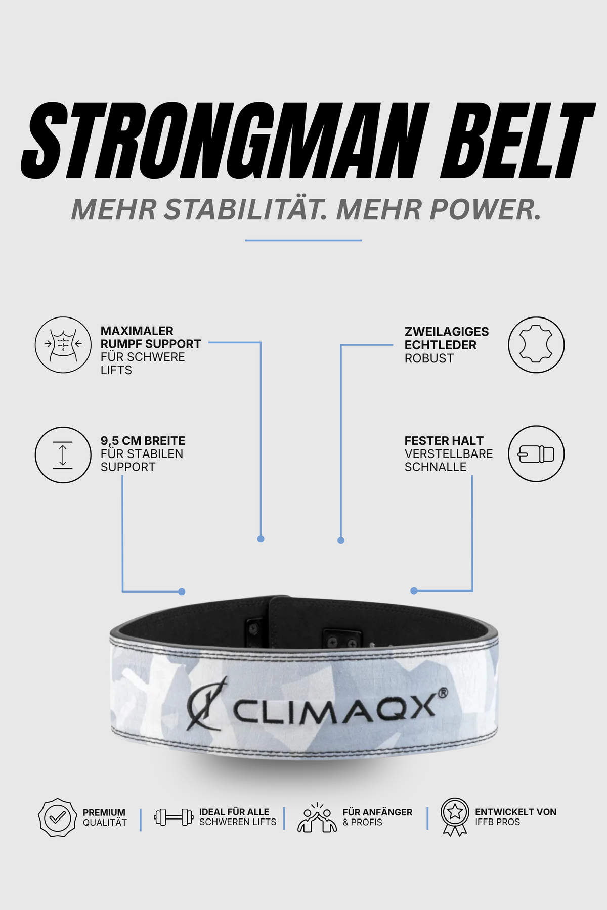 Gewichthebergürtel Strongman Echtleder XS - XL